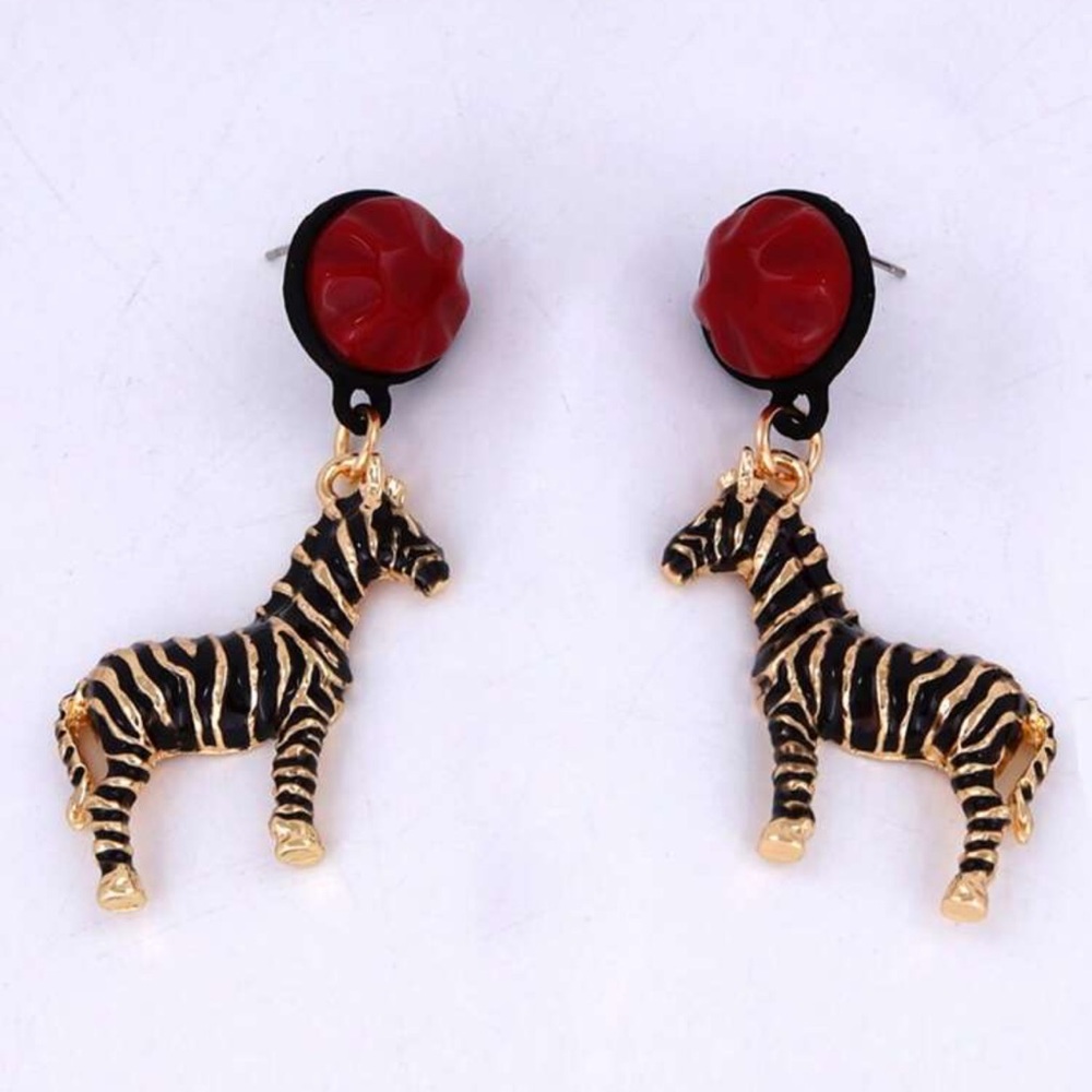 Gold and Black Zebra Earrings Animal Accessories - Picture 9 of 9